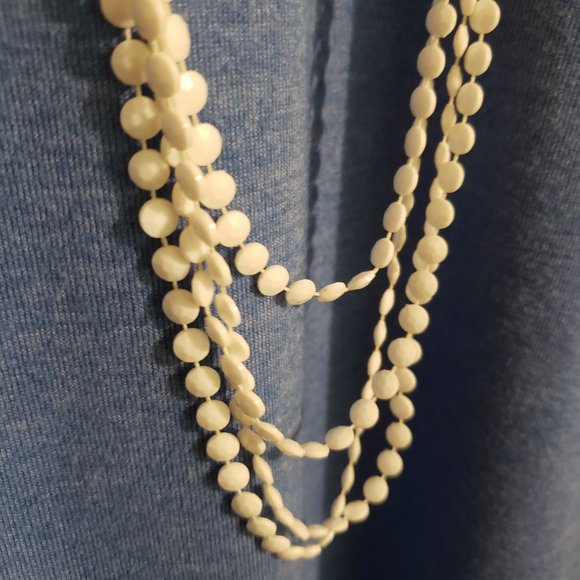 Long Multi-Strand Flat Plastic Bead Necklace - Picture 2 of 3